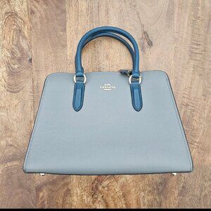 Coach Channing Carryall Purse Womens Gray Teal Color Block Strap Modern 76089